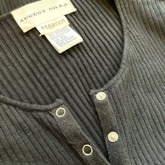 AUGUST SILK Ribbed Cardigan Black Women's Size L Silk Blend Whimsigoth Alt Girl - Picture 4 of 6